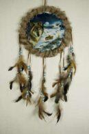 Dream Catcher Turquoise Wolves In Snow 25cm