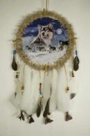 Dream Catcher Wolf Moon Grey Fur 25cm