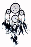 Dream Catcher Beaded Black With Mirrors 5 Circles