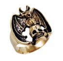 Ring Bronze Bat And Skull