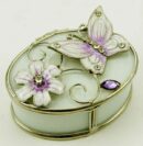 Jewellery Box Oval White Glass
