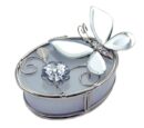 Jewellery Box Oval White Glass