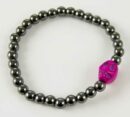Bracelet Hematite Skull Pink