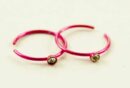 Nose Ring Stainless Steel With Pink Stone 4Pcs