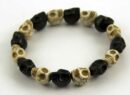 Bracelet Skull Black And White Howlite