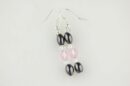 Earring Hematite Pink Glass 5pcs