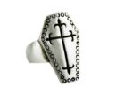Ring Pewter Coffin Shape Cross