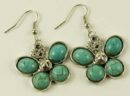 Earring Pewter Turquoise Butterfly Shape