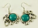 Earring Pewter Turquoise Elephant Shape
