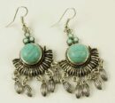 Earring Pewter Turquoise Half Moon Shape