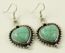 Earring Pewter Turquoise Heart Shape