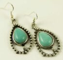 Earring Pewter Turquoise Large Pearl Shape