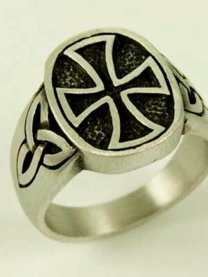 Ring Pewter Cross In Centre