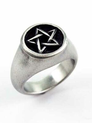 Ring Pewter Pentagram In Circle