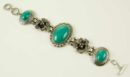 Bracelet Pewter Turquoise Flowers