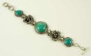 Bracelet Pewter Turquoise Flowers
