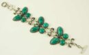 Bracelet Pewter Turquoise Butterflies