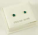 Earring Silver Aqua Stone 3mm