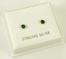 Earring Silver Emerald Stone 3mm