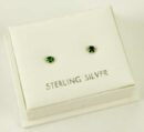 Earring Silver Emerald Stone Claw 2mm