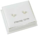 Earring Silver Freshwater Pearl Claw 2mm