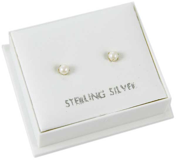 Earring Silver Freshwater Pearl Claw 2mm