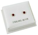 Earring Silver Siam Stone 3mm