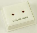 Earring Silver Siam Stone Claw 2mm