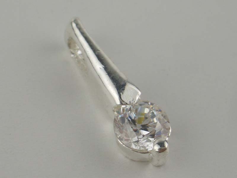 Pendant Silver Circle Stone 15mm