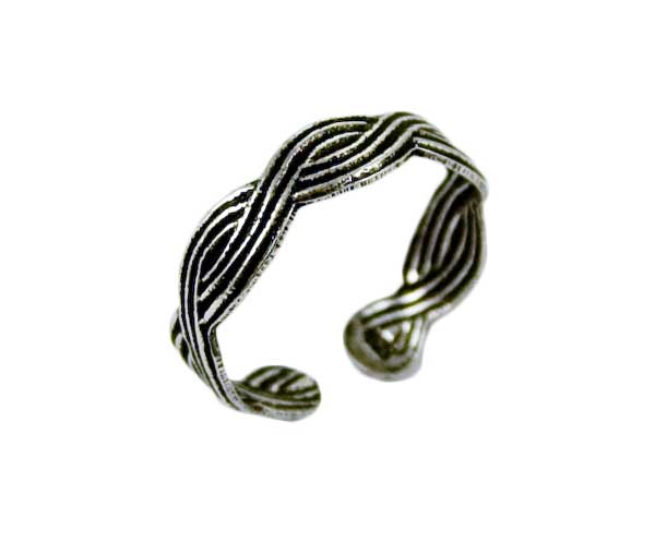 Toe Ring Silver Band Wavy
