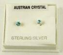 Earring Silver Stud Aqua 3mm