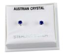 Earring Silver Stud Blue 3mm