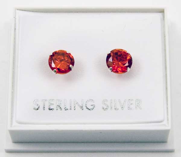 Earring Silver Siam CZ 6mm