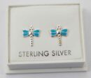 Earring Silver Dragonfly Enamel Blue