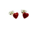 Earring Silver Red Heart 5mm