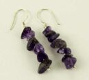 Earring Silver Chip Stones Amethyst L5.5cm