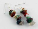 Earring Silver Chip Stones Mixed L5.5cm