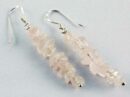 Earring Silver Chip Stones Rose Quartz L5.5cm