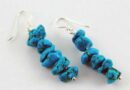Earring Silver Chip Stones Turquoise L5.5cm