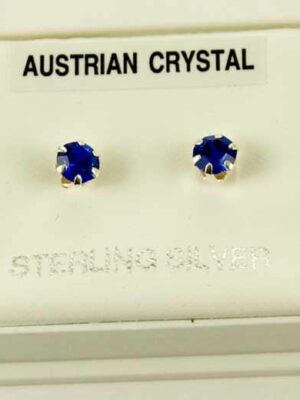Earring Silver Stud Dark Blue