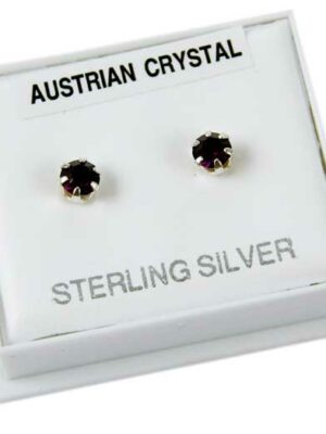 Silver Earring Stud Dark Purple
