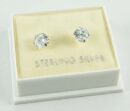 Earring Stud Silver Clear 6mm
