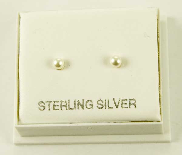 Silver Earring Stud Pearly Ball