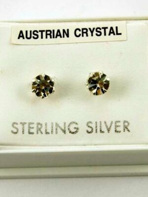 Silver Earring Stud Crystal 5mm