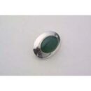 Silver Brooch Oval Green Agate