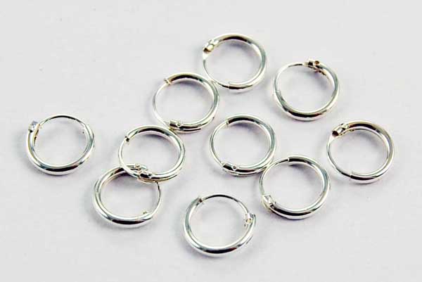 Earring Silver Hoop 5 Pairs Per Bag 1.2x8mm