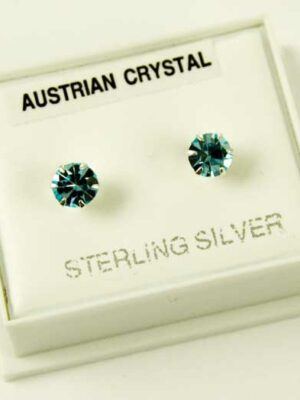 Silver Earring Stud Aqua