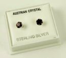 Earring Silver Stud Dark Purple