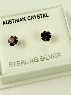 Earring Silver Stud Dark Purple