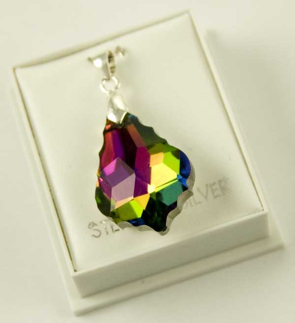 Silver Pendant Leaf Rainbow